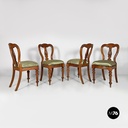 Sedie in tessuto a righe e legno, 1850 ca.