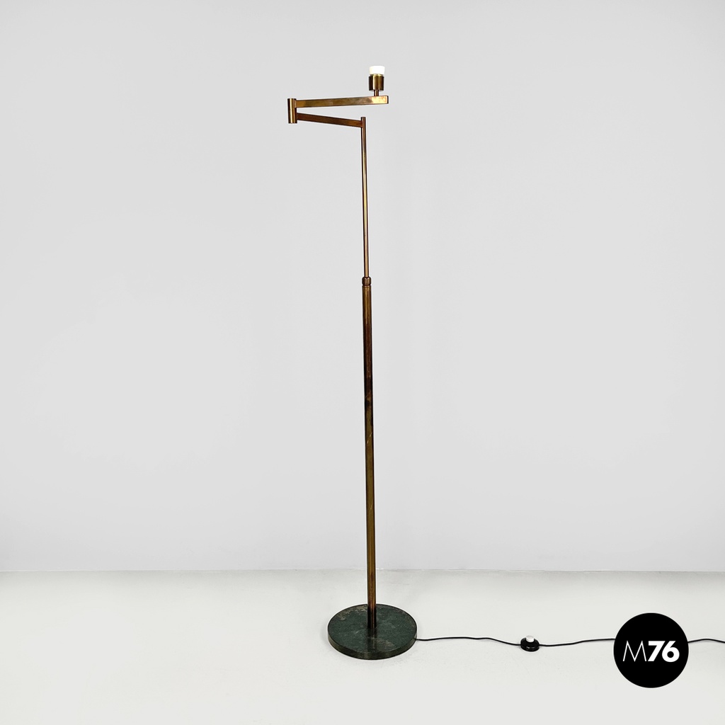 Lampada da terra orientabile in marmo e ottone, 1940 ca.