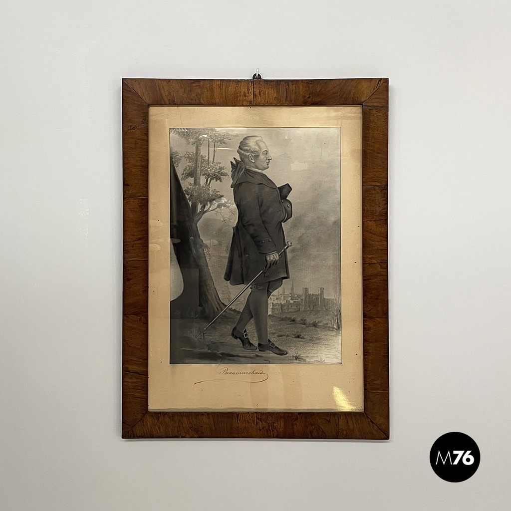 Quadro a carboncino in cornice in legno, metà 1800 ca.