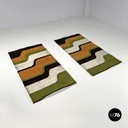 Tappeti a pelo corto in marrone, arancione, beige e verde, 1970 ca.