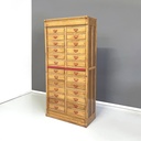 Archivio in legno e metallo rosso, 1940 ca.