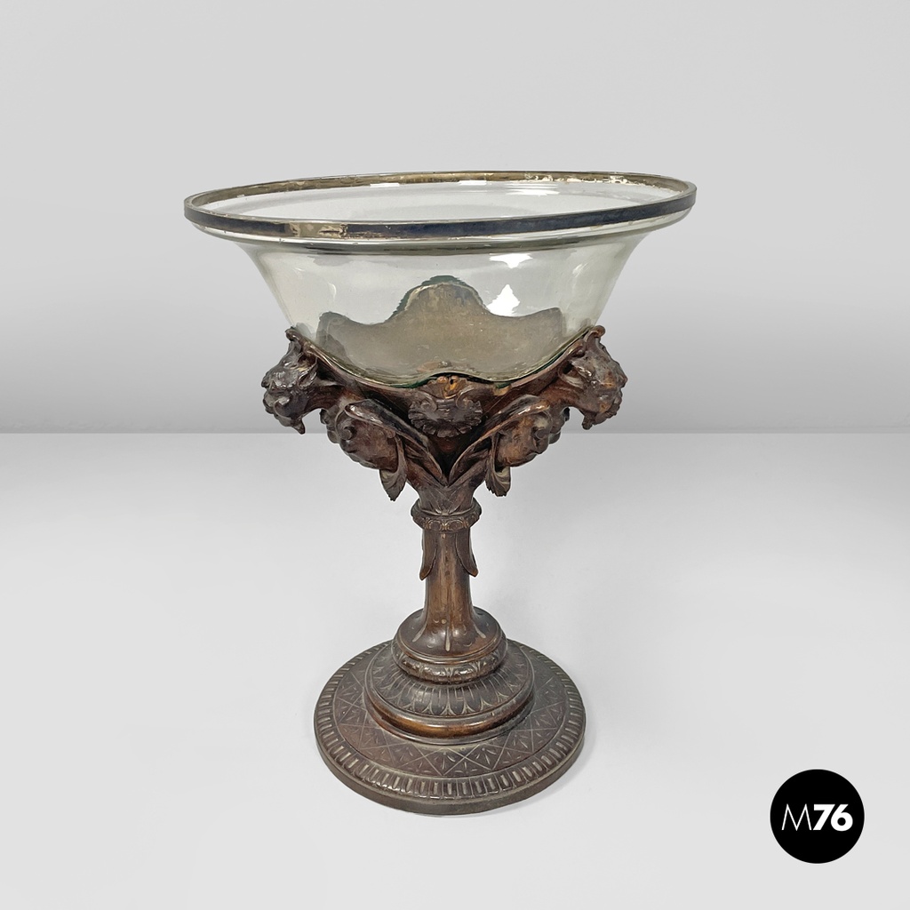 Coppa in legno e vetro, primi del 1900 ca.