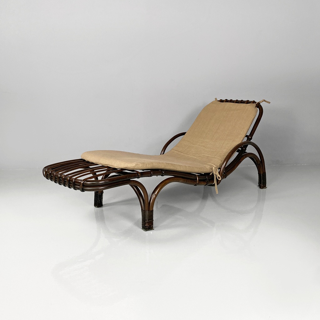 Chaise longue in rattan, 1980 ca. 