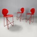 Sgabelli in legno e metallo rosso, 1980 ca.