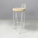 Sgabello in tessuto e metallo bianco, 1930 ca.