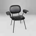 Sedia con braccioli in similpelle nera, 1960 ca. 