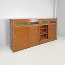 Credenza in legno con vetri colorati, 1930 ca.