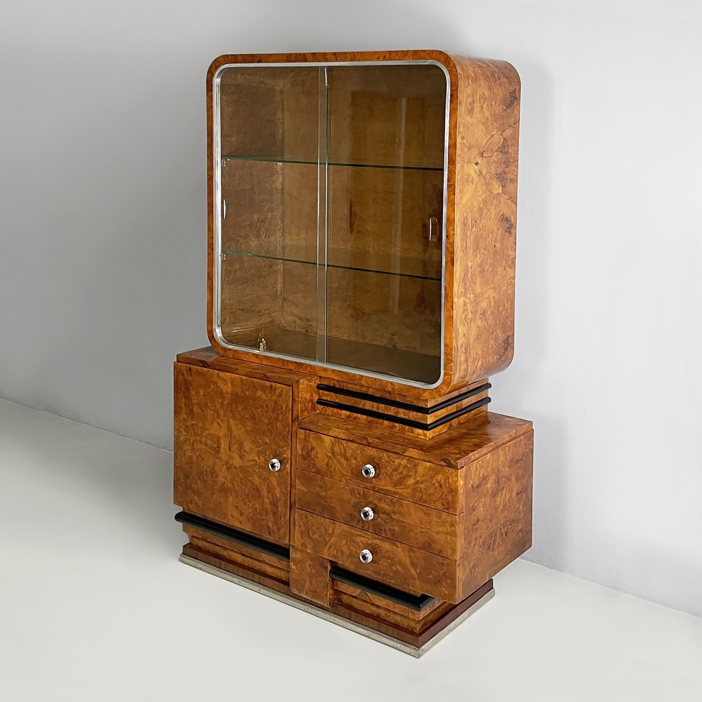 Credenza con vetrina in legno, 1920 ca.