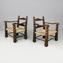 Poltrone in legno e paglia, 1960 ca.