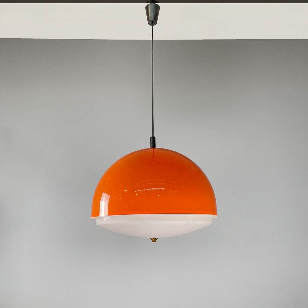 Lampadario in plastica arancione, 1970 ca.