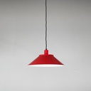 Lampadario in vetro, metallo rosso e bianco, 1970 ca.