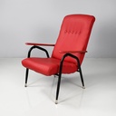 Poltrona in sky rosso e metallo nero, 1960 ca.