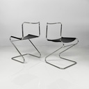 Sedie in acciaio e pelle nera, 1980 ca.