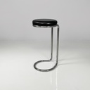 Sgabello in metallo e pelle, 1970 ca.