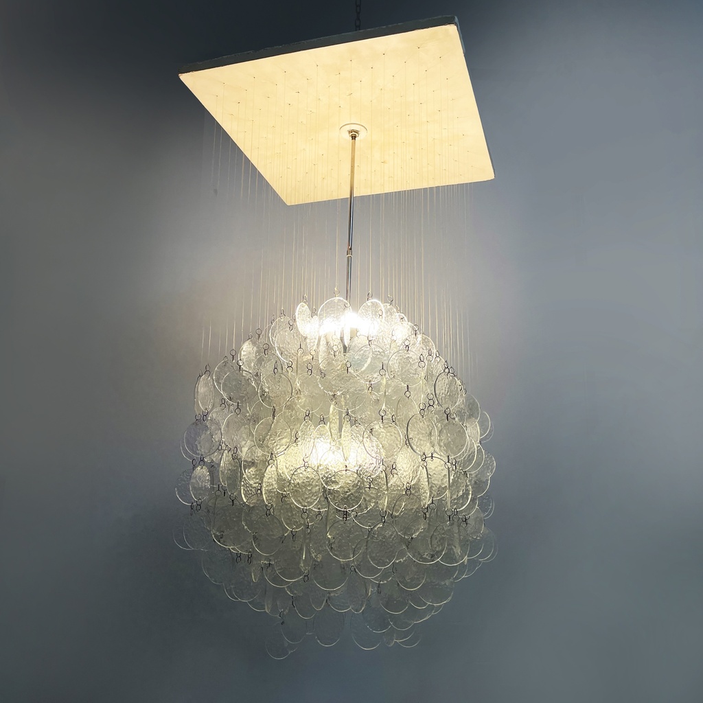 Lampadario pendente in vetro, 1970 ca.