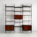 Libreria modulare in legno e metallo nero, 1960 ca.