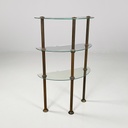 Consolle a tre piani in metallo e vetro, 1920 ca.