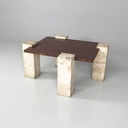 Tavolo da caffè in granito rosso e travertino, 1970 ca.