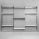 Libreria modulare da parete in acciaio e metallo bianco, 1980 ca.