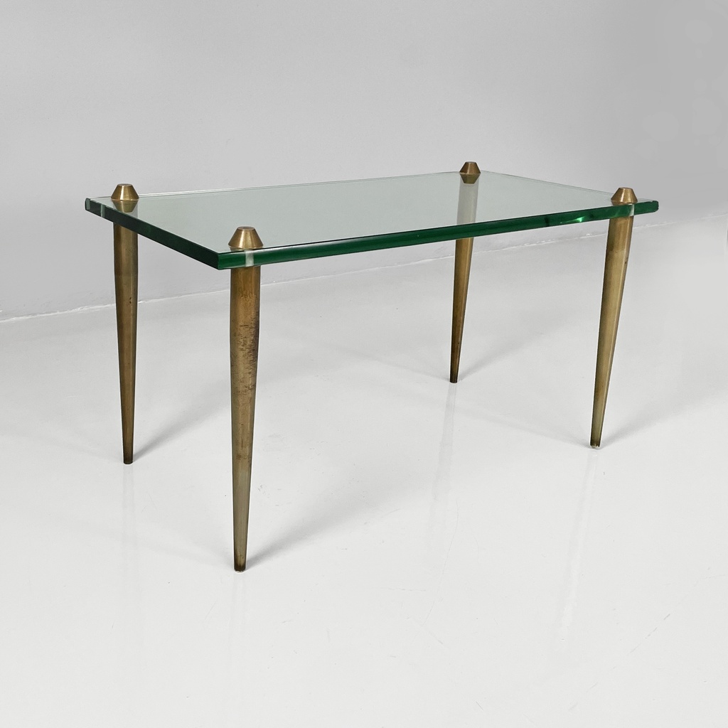 Tavolo da caffè in vetro e ottone, 1950 ca.