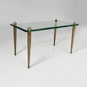 Tavolo da caffè in vetro e ottone, 1950 ca.