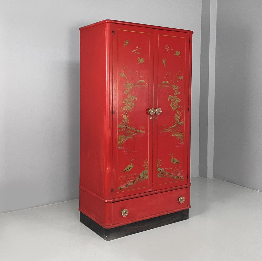 Armadio in legno con maniglie in vetro di Murano, 1930 ca.