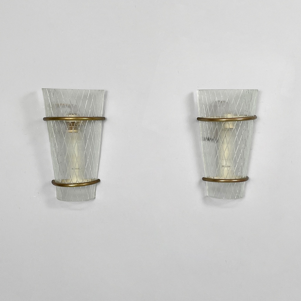 Applique in vetro e metallo, 1950 ca.