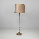 Lampada da terra in velluto e ottone, 1940 ca.