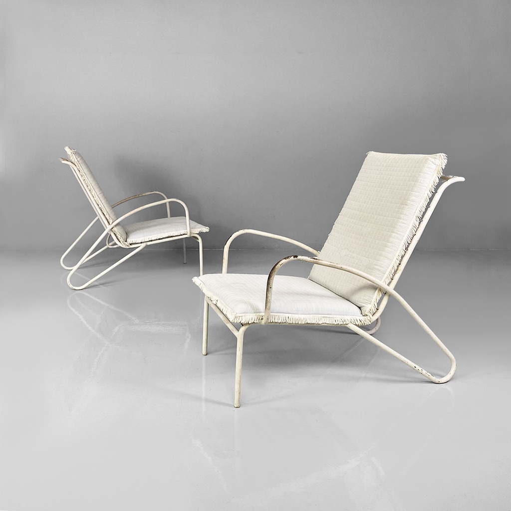 Poltrone da giardino in ferro bianco, 1960 ca.