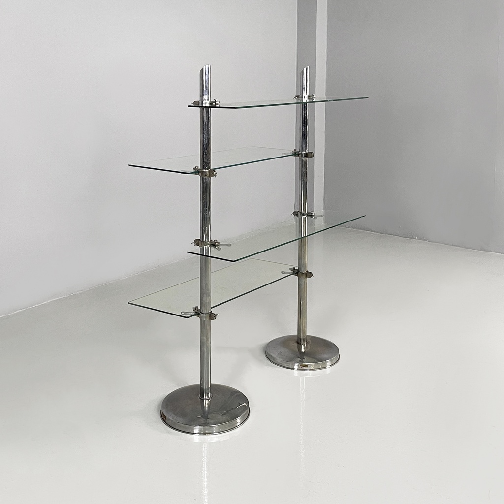 Libreria in metallo e vetro, 1980 ca.