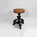 Sgabello in legno e pelle marrone, 1930 ca.