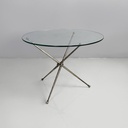 Tavolo da caffè in vetro e metallo brunito, 1960 ca.