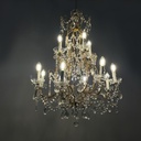 Lampadario a gocce in vetro e ottone, 1900-1950 ca.