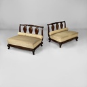 Poltrone in legno e tessuto, 1930 ca.