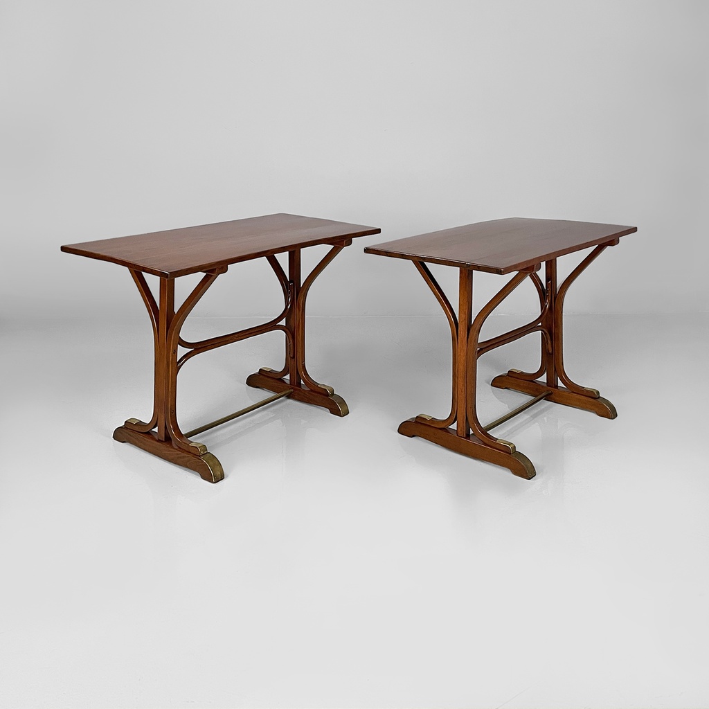 Tavoli da pranzo in legno e ottone, 1930 ca.