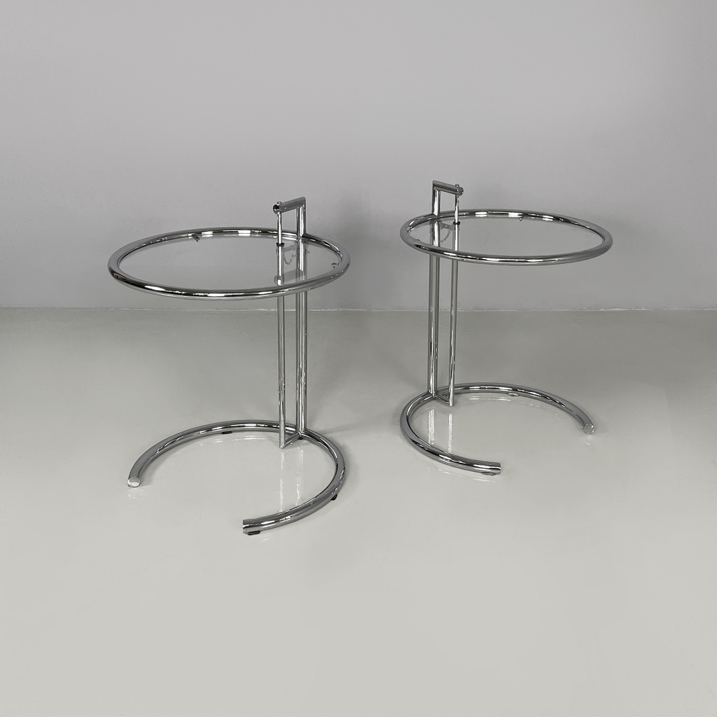 Tavoli da caffè in acciaio e vetro, 1980 ca.