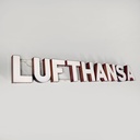 Insegna Lufthansa in plexiglass bianco, 1970 ca.