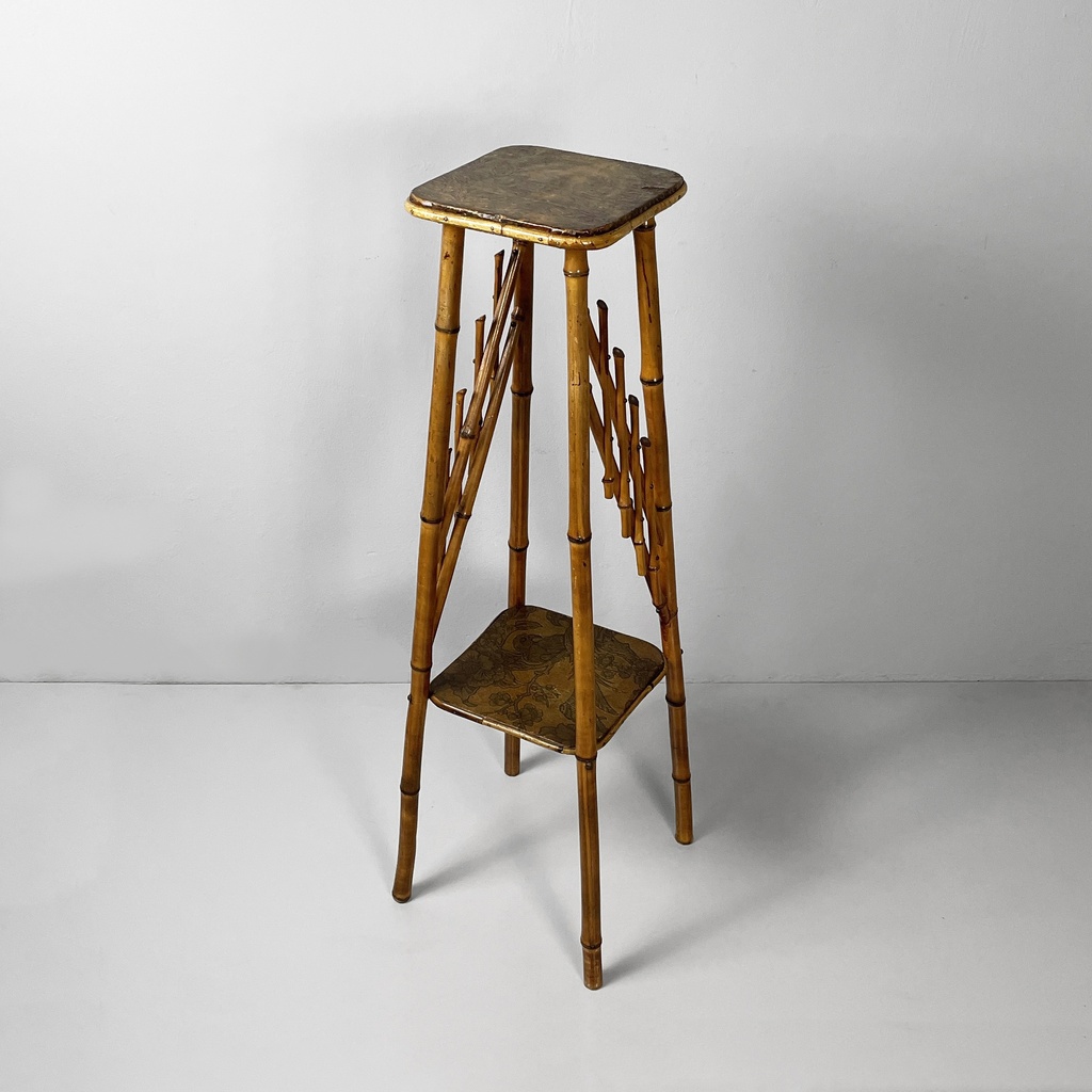 Piedistallo in pelle e bambù, 1930 ca.