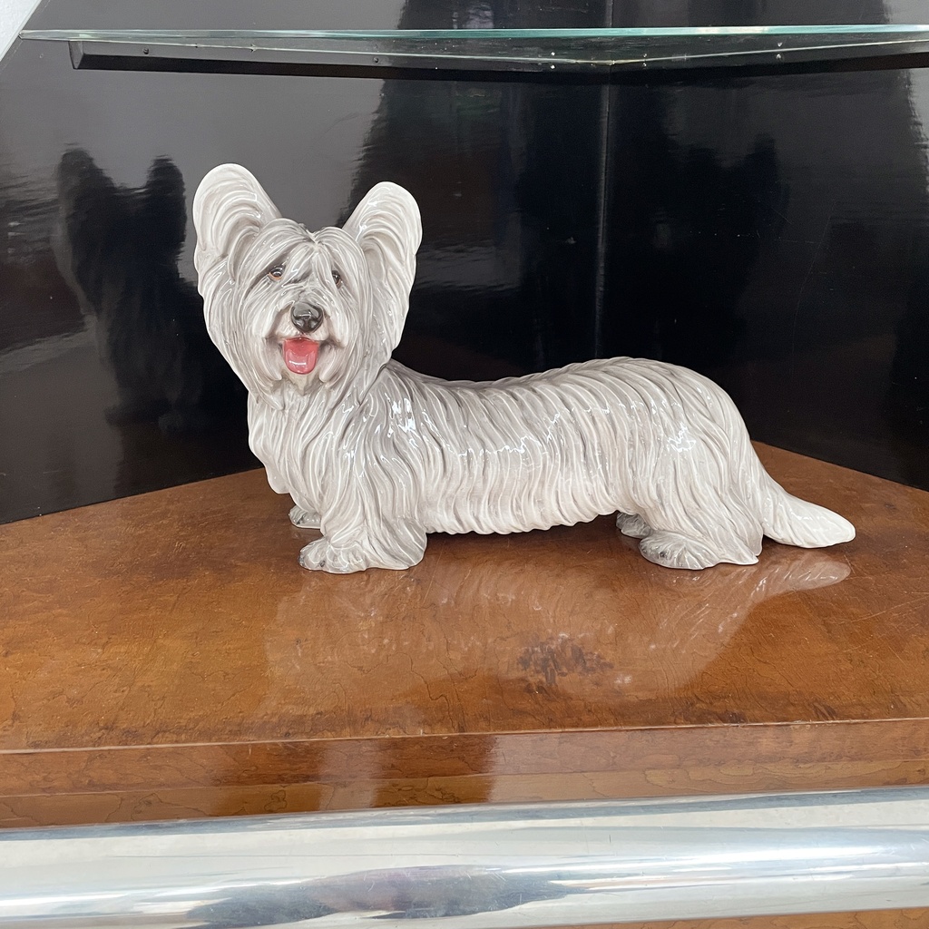 Scultura in ceramica di cane Skye Terrier,  1960 ca.