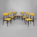 Sedie in legno e tessuto giallo, 1960 ca. 