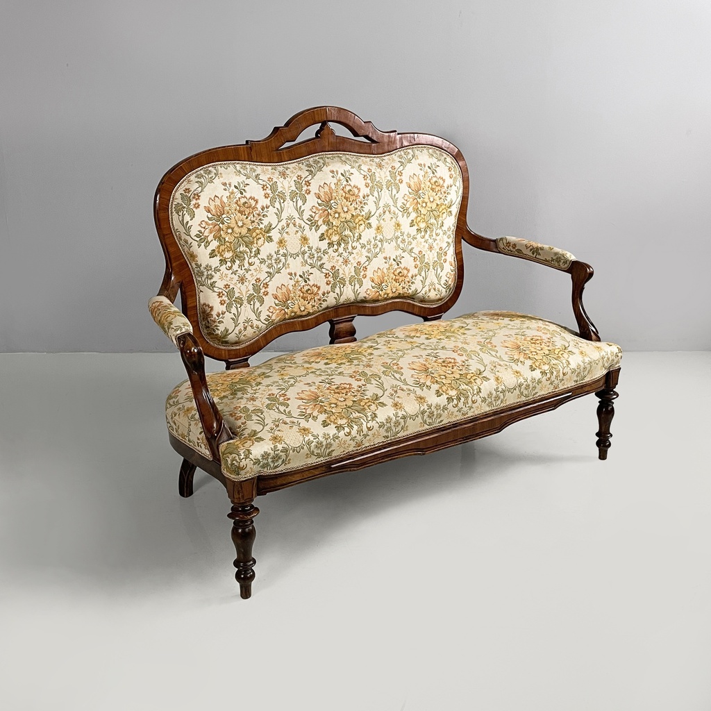 Divano in tessuto e legno, 1930 ca.