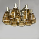 Lampadario in vetro giallo e metallo, 1930 ca.
