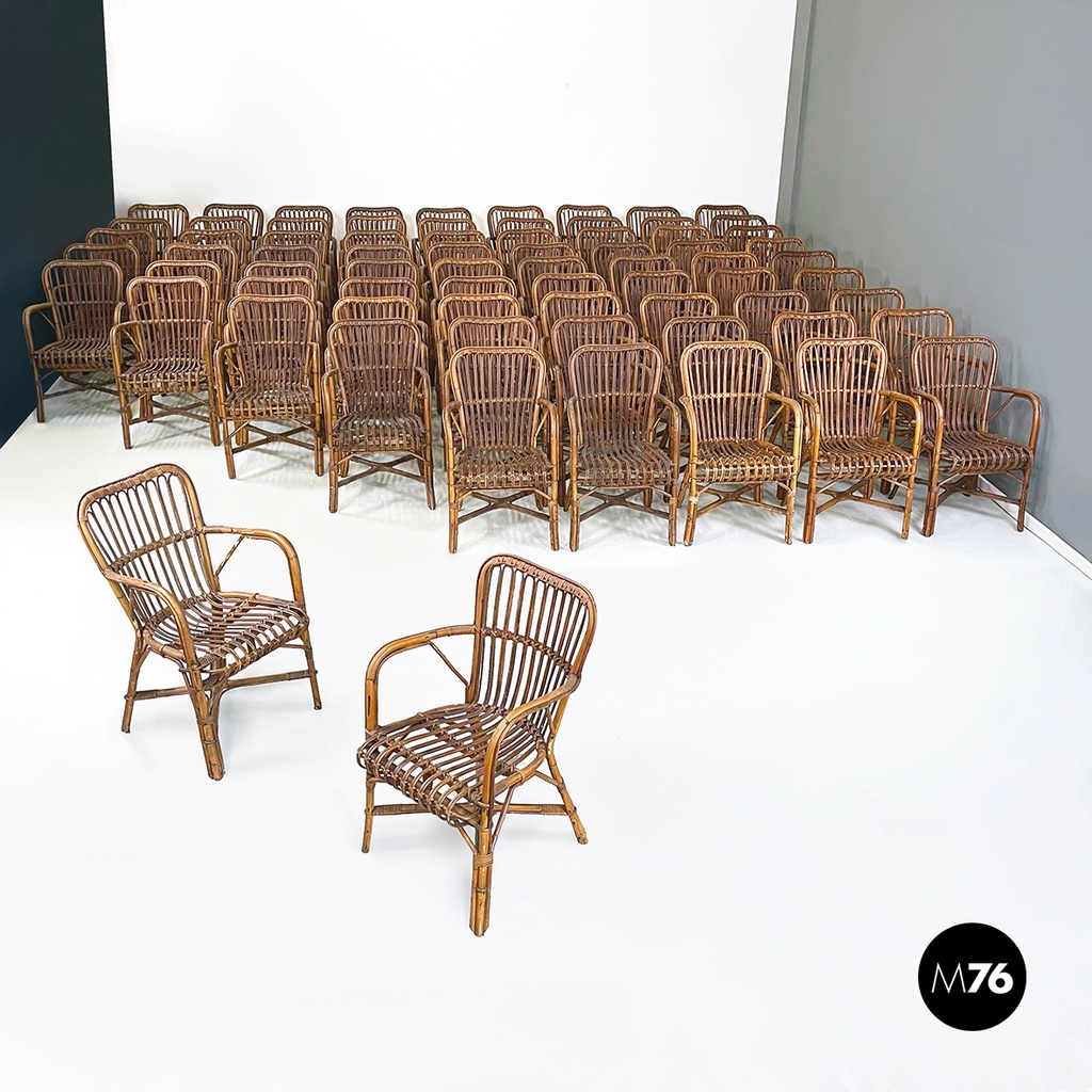 Sedie con braccioli in rattan, 1960 ca.