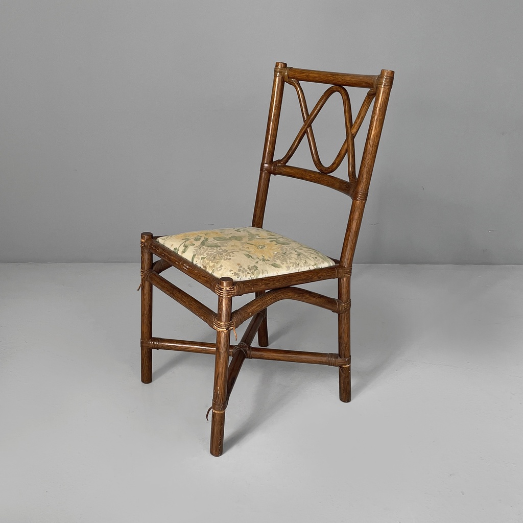 Sedia in rattan e tessuto, inizio 1900 ca.