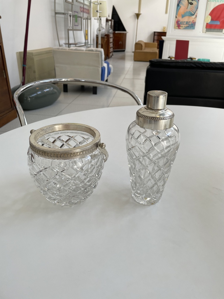 Set secchiello da ghiaccio e shaker in vetro,  1960 ca.