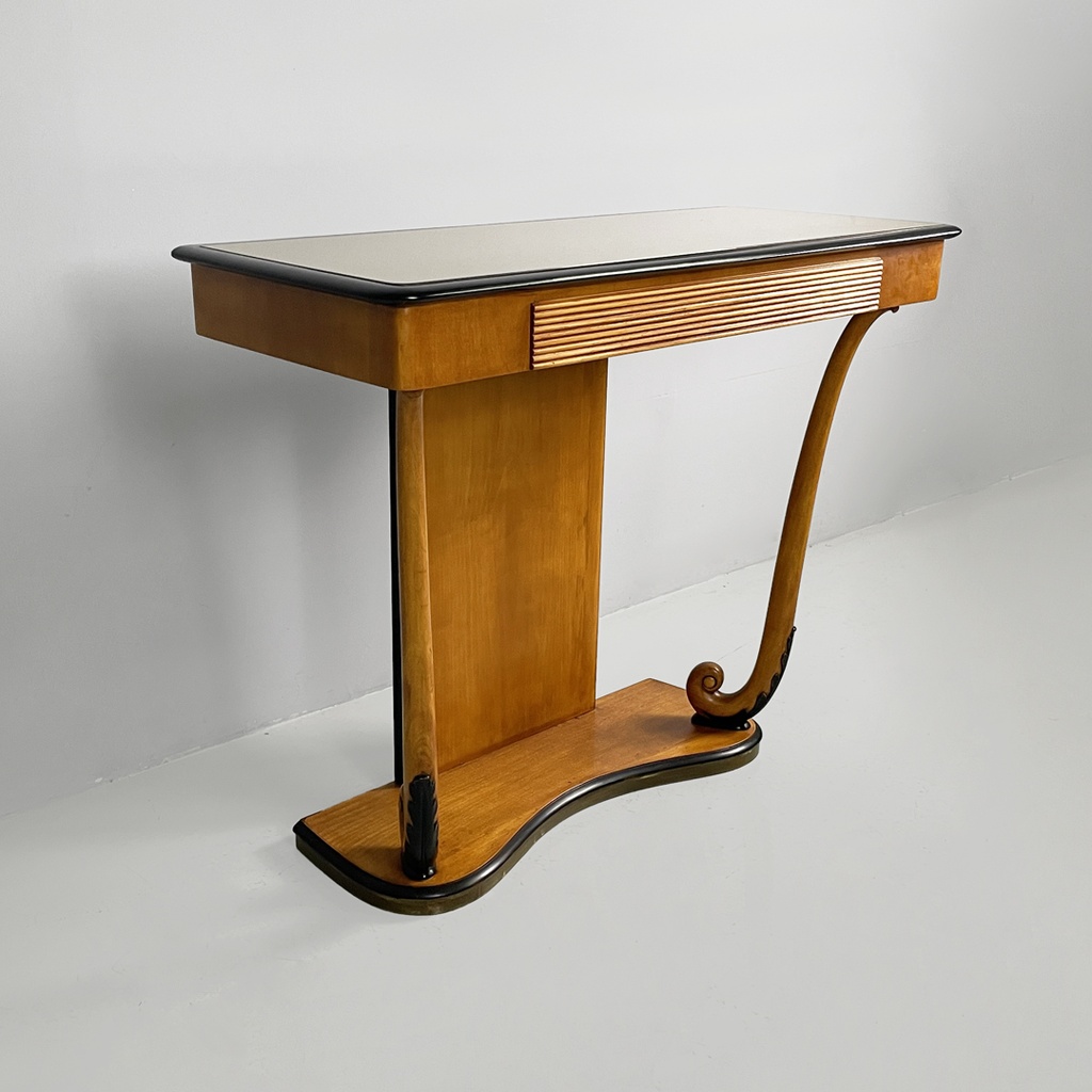Consolle in legno e vetro, 1930 ca. 