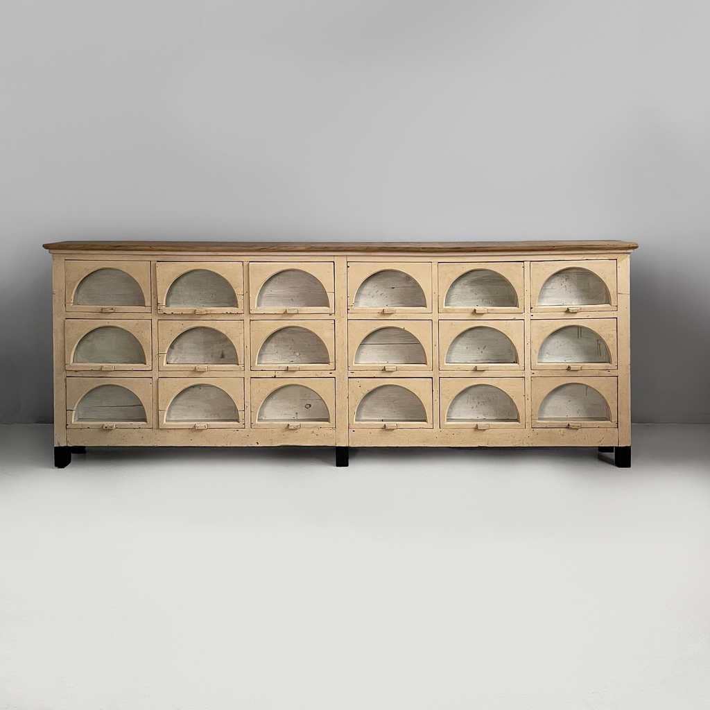 Cassettiera in legno e vetro, 1930 ca.
