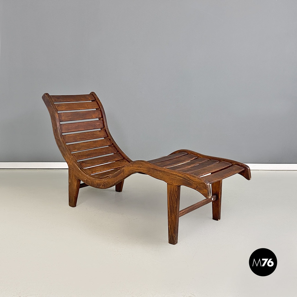 Chaise longue in legno, 1960 ca.