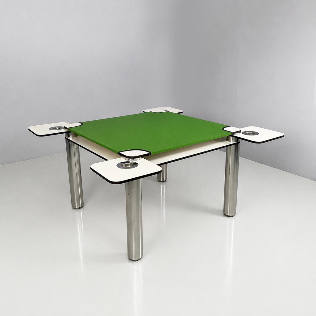 Tavolo da gioco Poker di Joe Colombo per Zanotta, 1970 ca.