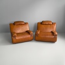 Poltrone in pelle marrone, 1970 ca.
